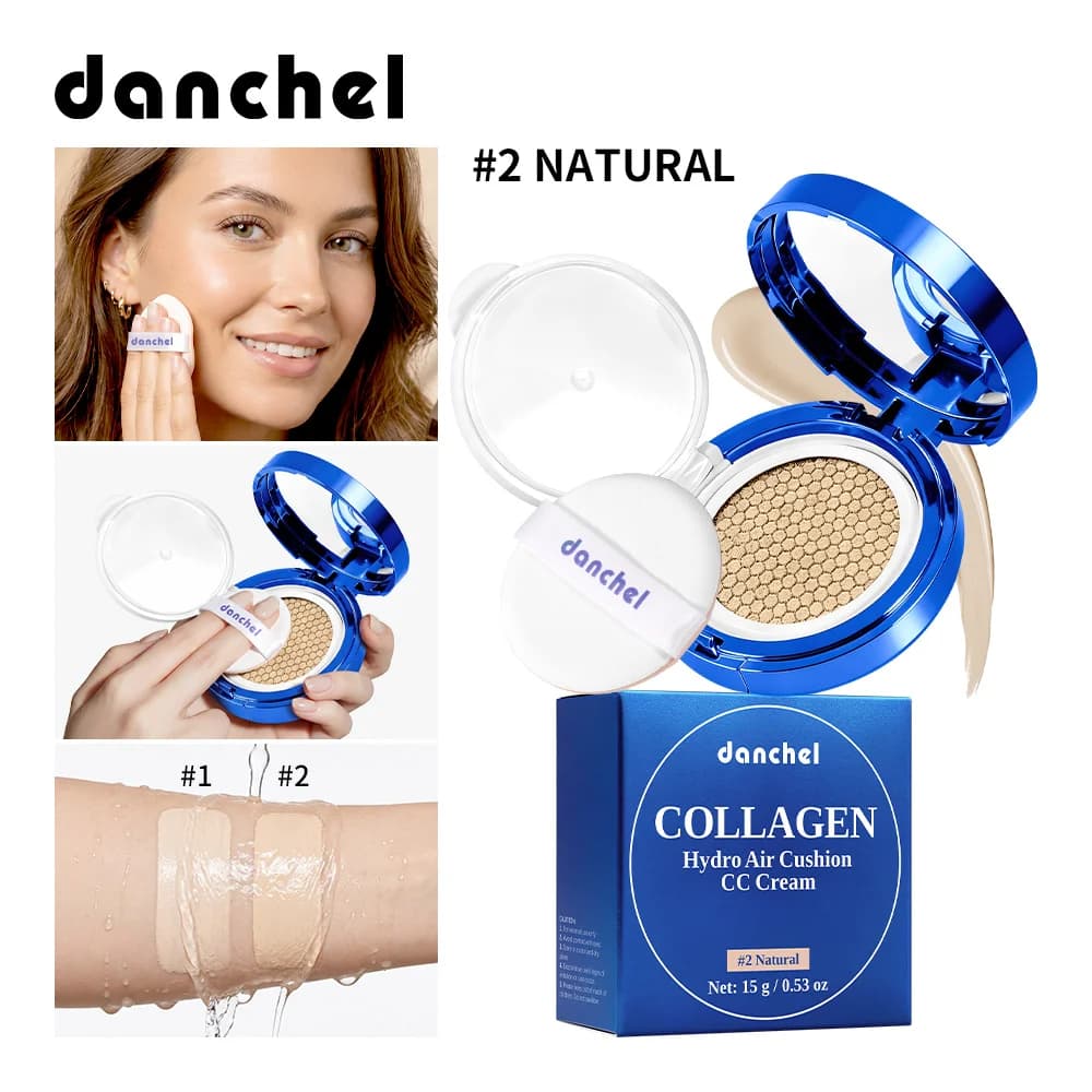 Crema CC con Collagene e Effetto Cuscino d'Aria, Idratazione a Lunga Durata, Copertura Modulabile, Fondotinta Naturale con Effetto Illuminante per il Viso