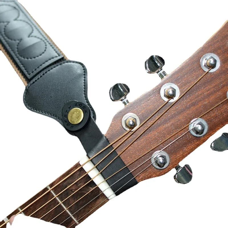 Cinghia in pelle per testa di chitarra con clip antiscivolo per Ukulele, Basso, Chitarra Acustica ed Elettrica - Accessori