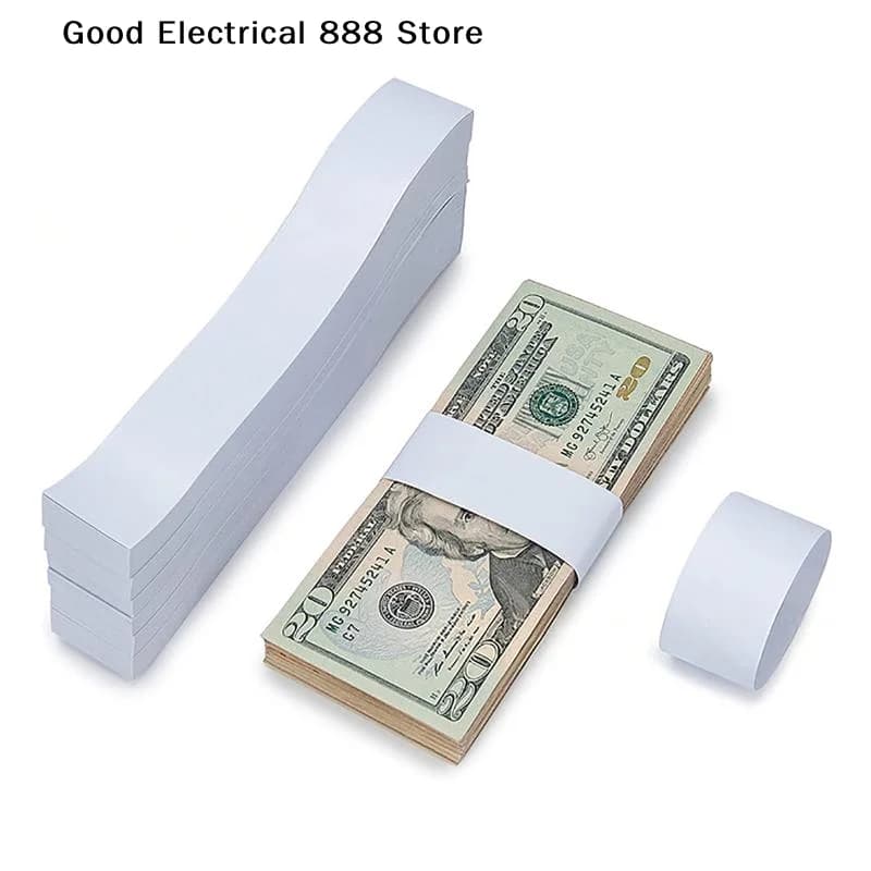 【GE】100pcs Money Bands Self-adhesive Tear Resistant Self Sealing Cash Straps Professional White Money Wrappers For Supermarkets