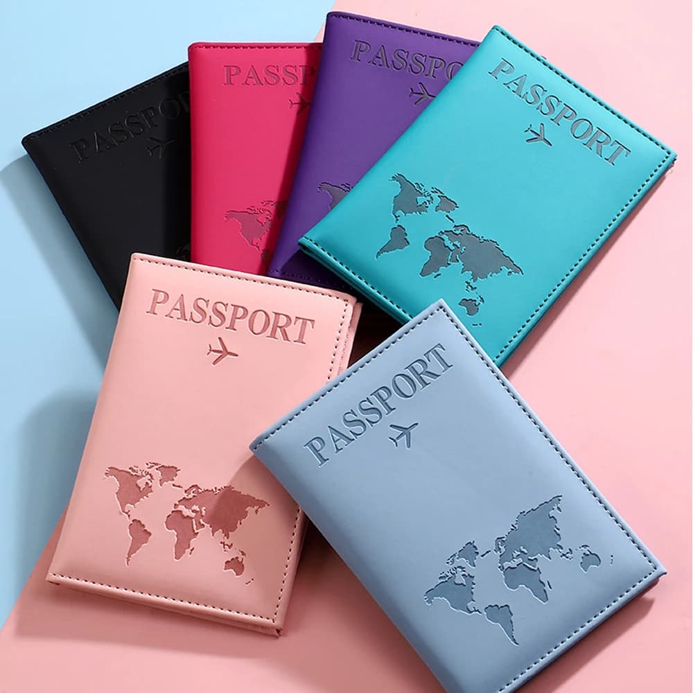 Portafoglio Portatile per Passaporto, Porta Passaporto Sottile in PU, Custodia per Passaporto con Mappa, Elegante per Viaggi, Vacanze e Uso Quotidiano
