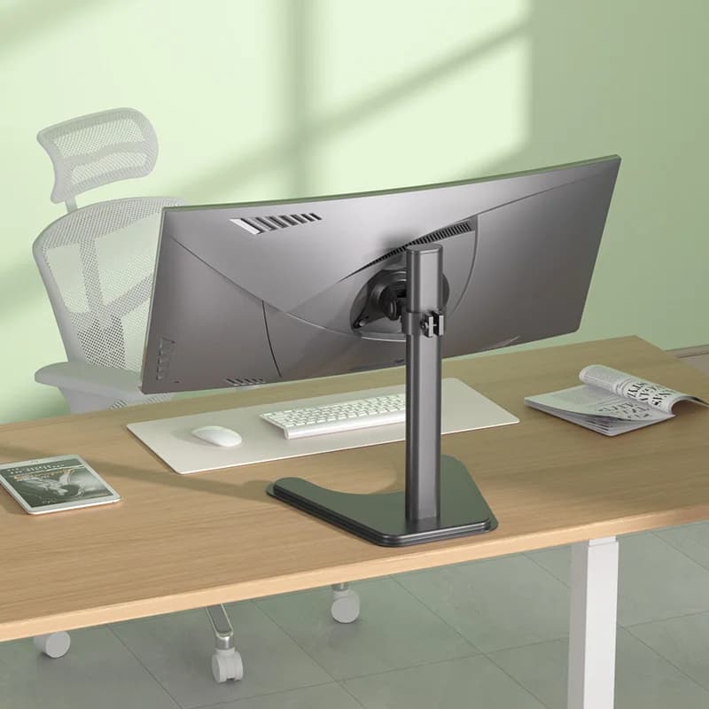 HILLPORT 27" 17"~32" Monitor Desk Stand Mounting Arm Bracket Large Base Stable And Adjustable Height Tilt With VESA Screen DZX1