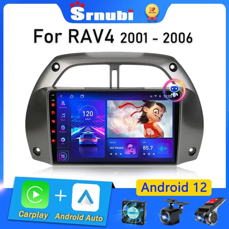 Srnubi Android 12 per Toyota RAV4 Rav 4 2001 2002 2003 2004 2005 2006 Autoradio Lettore Multimediale 2 Din Carplay Stereo GPS DVD
