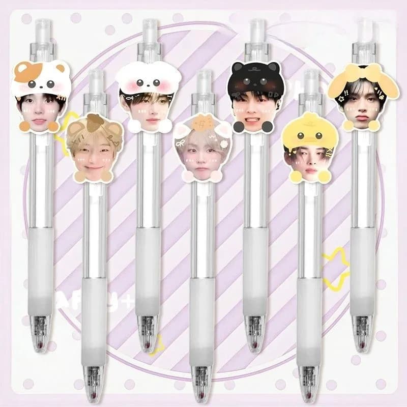 7Pcs ENHYPENS Retractable Gel Pen 0.5mm Quick-dry Black Pen Ideal for Student Exams and Daily Practice Daily Necessities