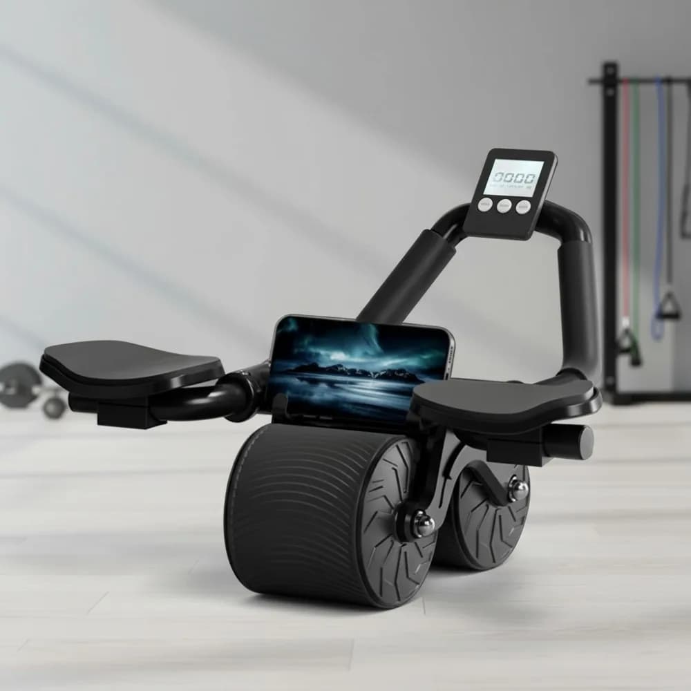 Automatic Bounce Ab Roller with elbow support, fitness wheel for core reinforcement for home workouts
