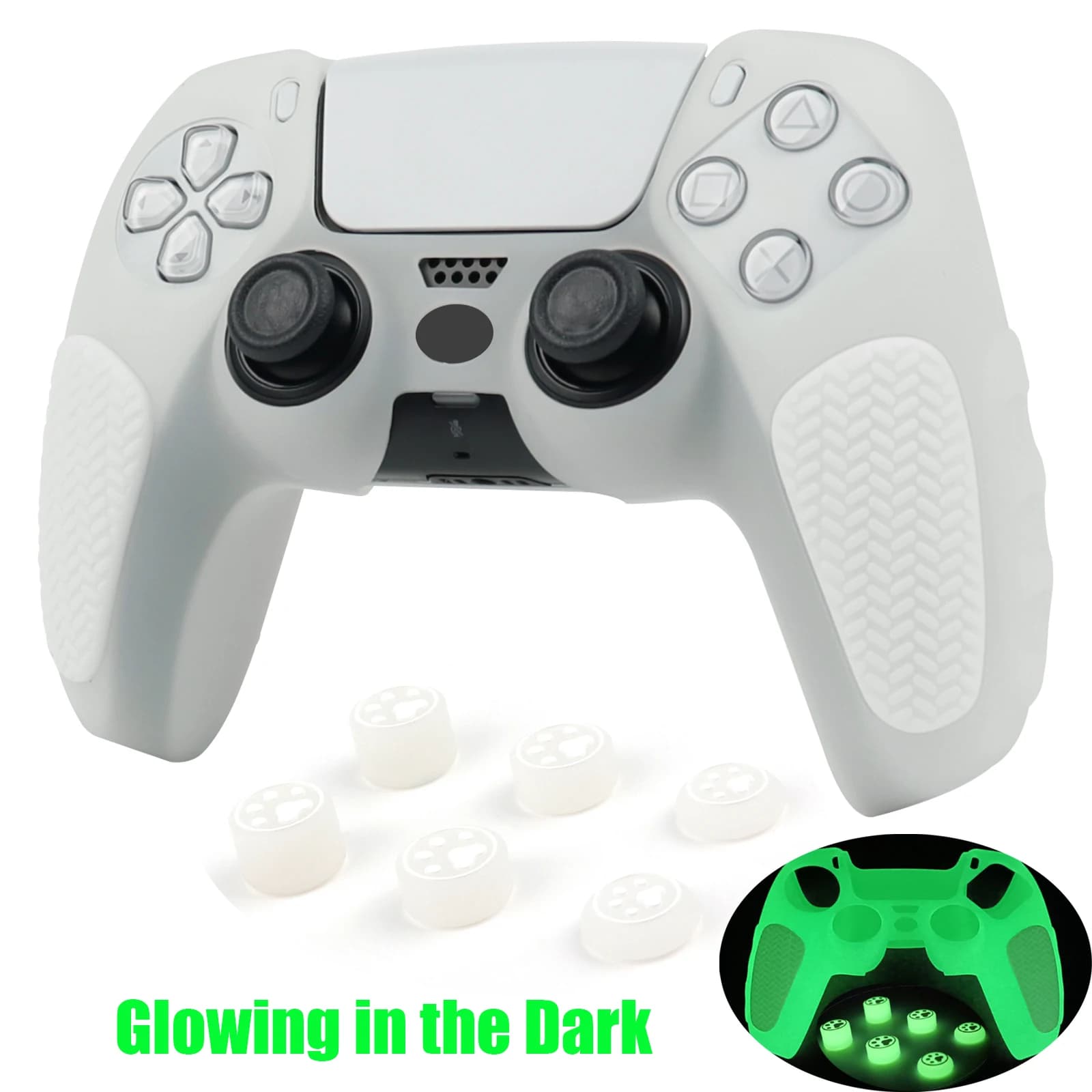 Cover in silicone morbido trasparente che si illumina al buio per custodia controller PS5 Accessori per videogiochi con cappucci per joystick