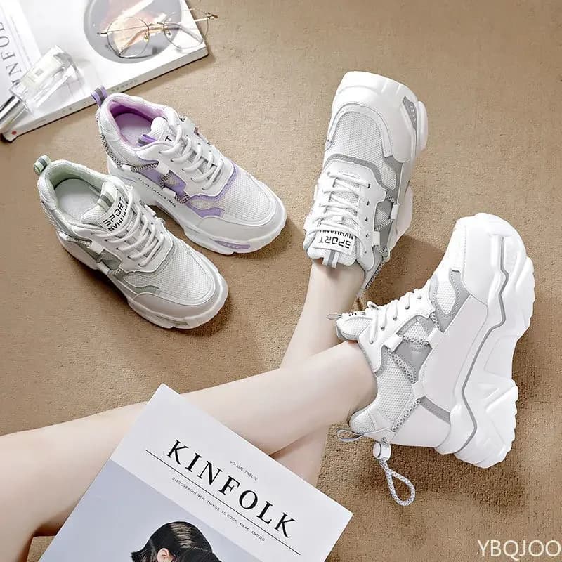Scarpe da Donna alla Moda Primaverili e Autunnali con Suola Spessa per Aumentare l'Altezza, Versatili, Casual e Comode, Stile Dad Shoes