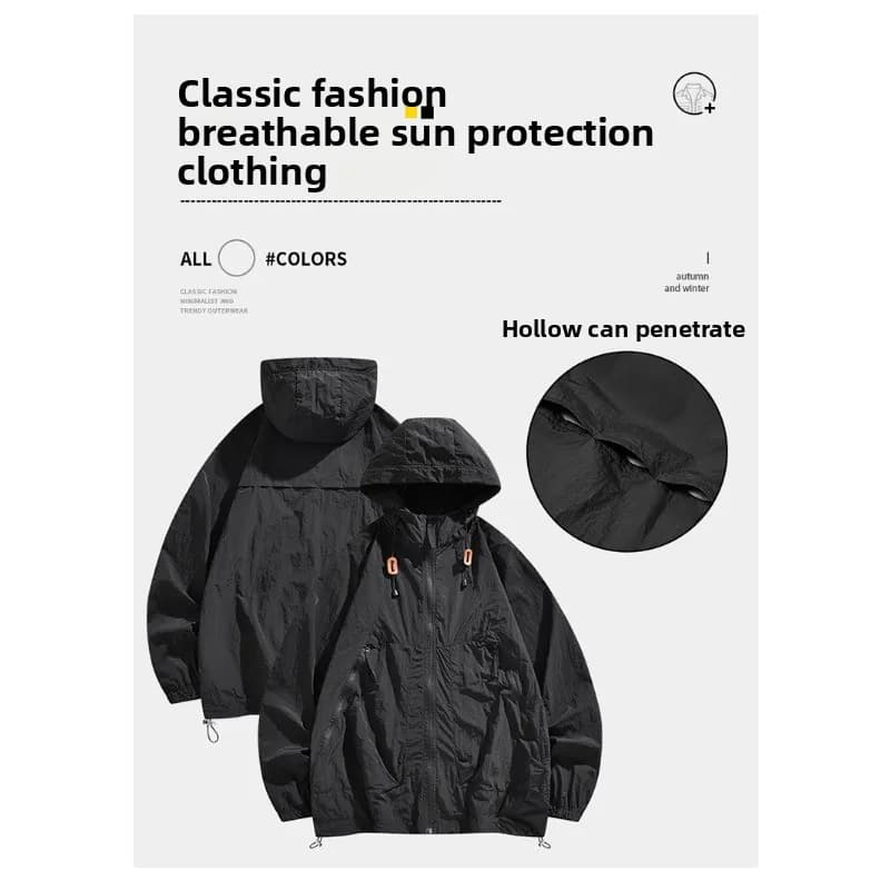 Giacca Casual da Uomo per Esterni, Leggera e Traspirante, Protezione Solare UV, Asciugatura Rapida in Seta Ghiaccio, Tendenza Moda Estiva