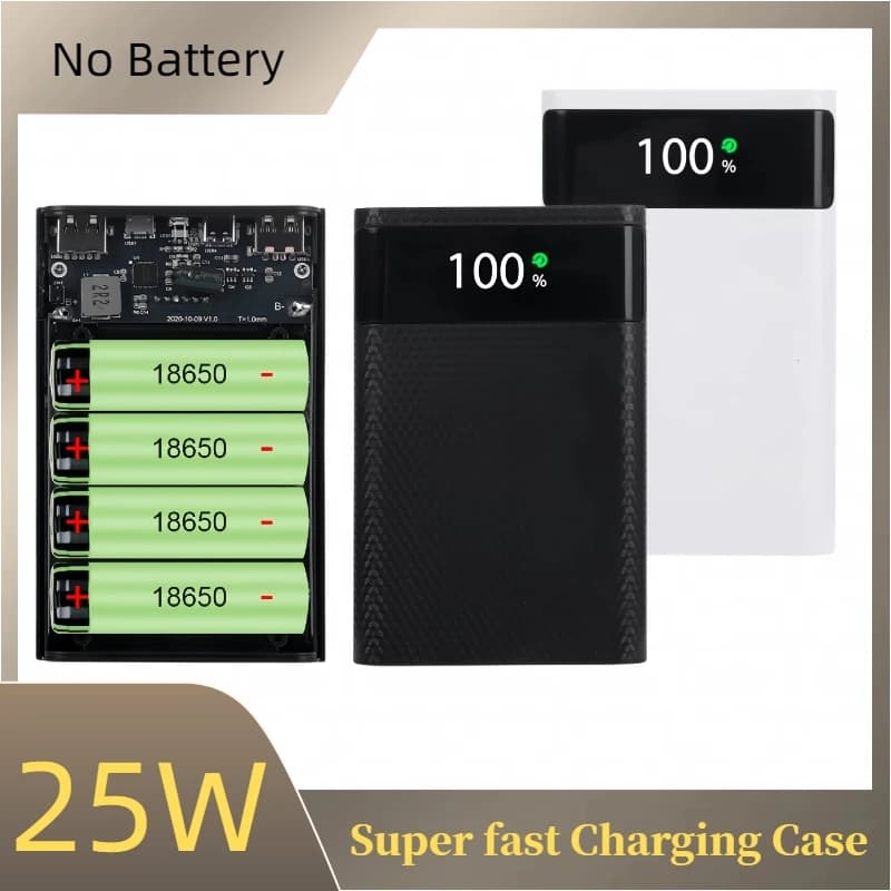 No battery 18650 Battery Power Bank Case DIY-to-te Charge Storage Box 5V Dual USB Type C PD QC3.0 Quick Charge for SmartPhone