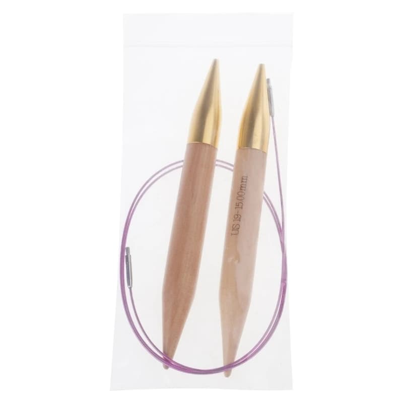 Set di 2 Ferri Circolari Intercambiabili in Legno con Cavo da 80 cm per Lavoro a Maglia, 4 Opzioni: 15mm, 18mm, 20mm, 25mm