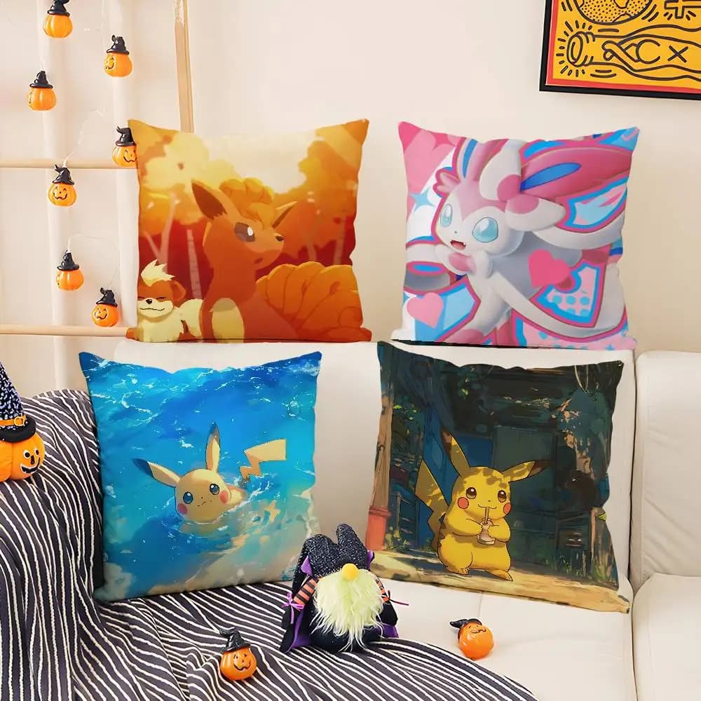 Pokemon Lapras Anime Plush Pillow Cover Copricuscino in morbido peluche corto per divano, camera da letto, soggiorno, decorazioni per la casa, regalo