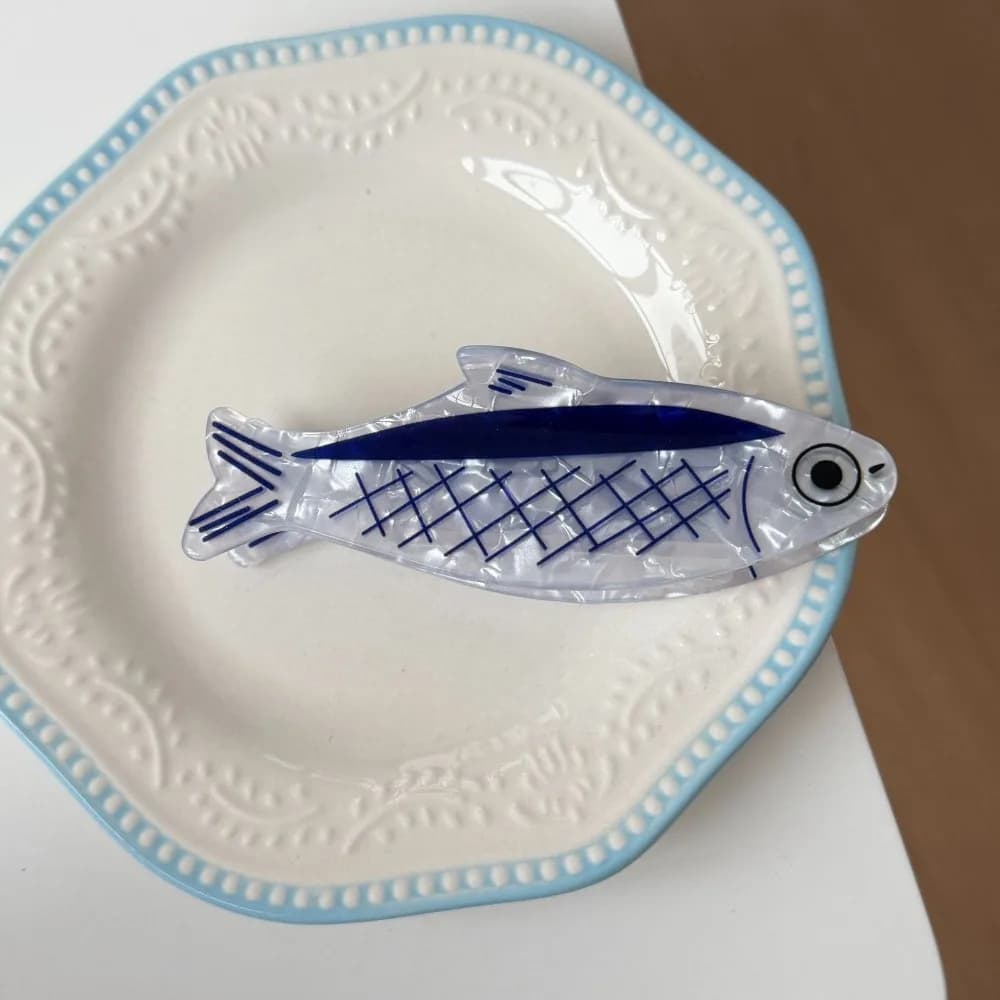Fermaglio per capelli a forma di animale marino in PVC, con design di tonno, pesce, vita marina, pesce rosso, squalo, per ragazze