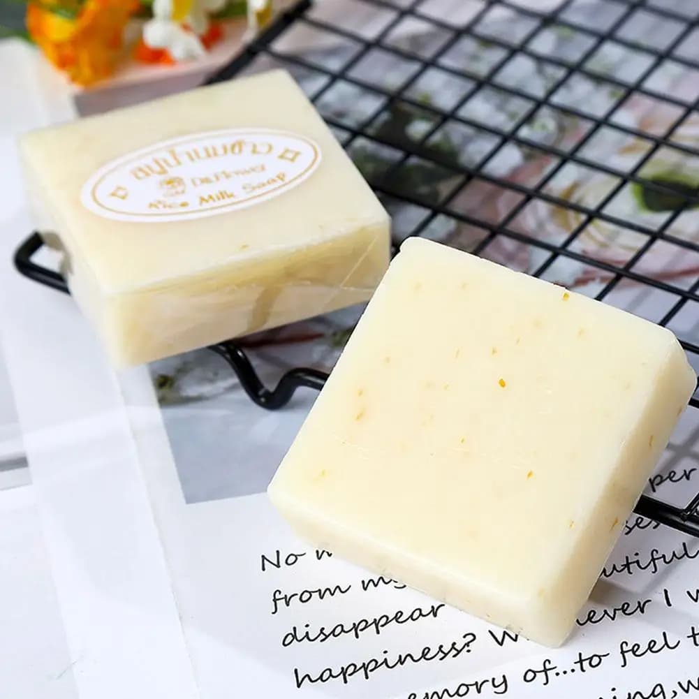 1-20pcs Rice Milk Soap Bar Handmade Natural Collagen Skin Brightening Cleanser For Hair Hand Washing For Face Cleansing Bathing