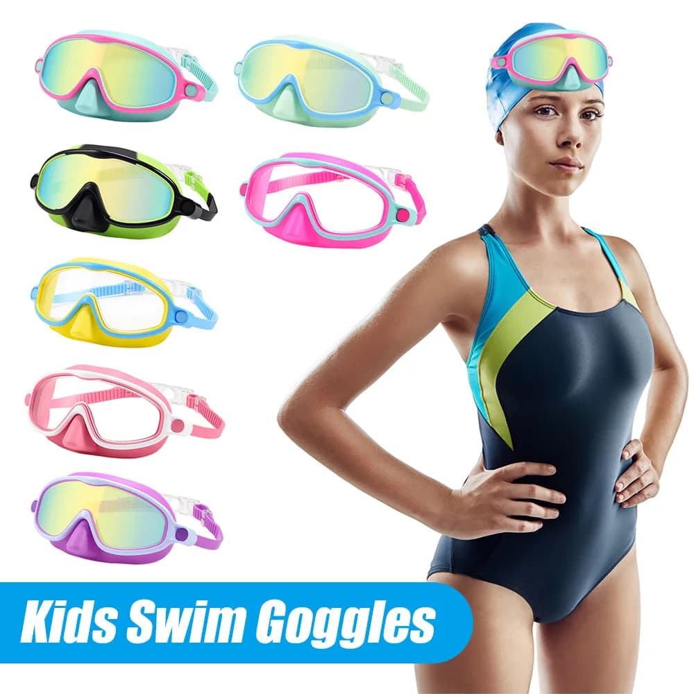 Occhialini da Nuoto per Bambini con Copertura per il Naso, Ampia Visuale, Anti-UV, Senza Perdite, Maschera da Immersione con Cinturino in Tessuto Confortevole
