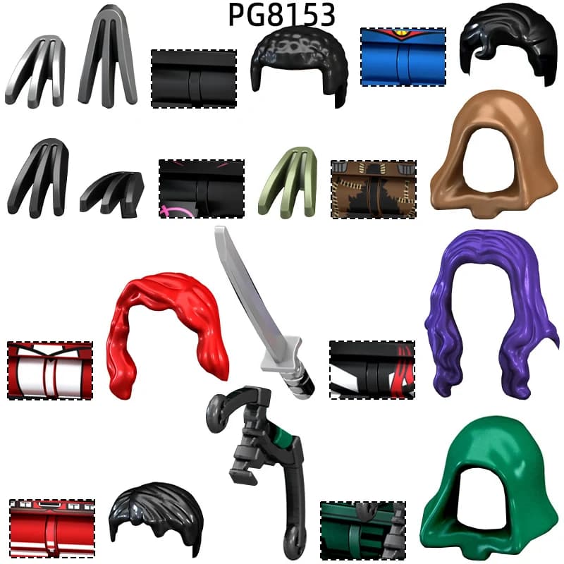 Set di Blocchi MOC PG8153 con Accessori per Action Figure: Pantaloni, Armi, Mantello, Spada, Arco e Frecce, Giocattoli Regalo