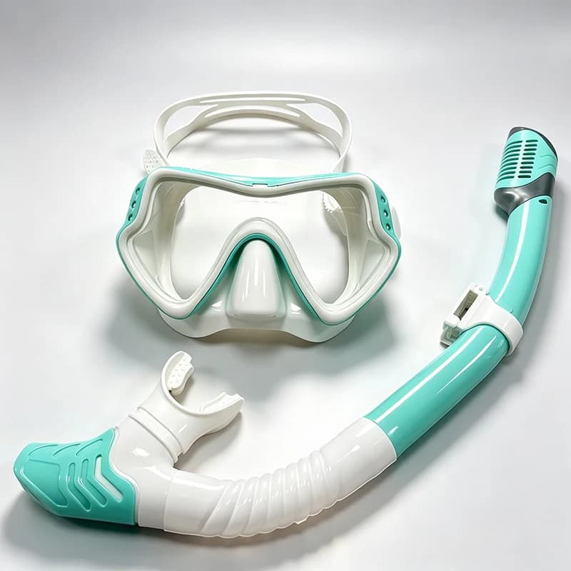 Adult Dry Top Snorkel Mask Set 180° Integral Tempered Glass Anti-Fog Adjustable Silicone Strap Water Sports Gear For Adult Trave