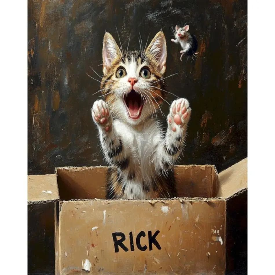 RUOPOTY Cat Diamond Painting Kits Handiwork Art Diy Gift Animal Full Round Diamond Art Painting Handmade Artwork