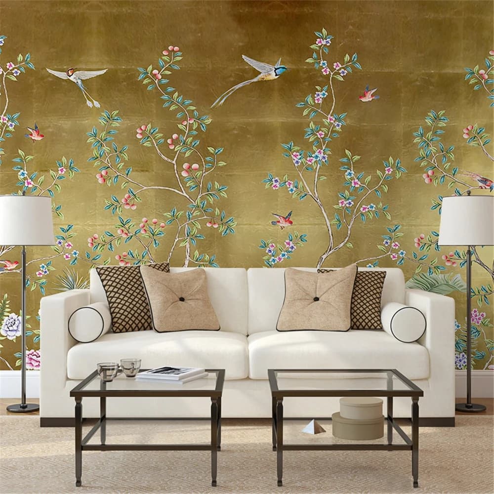 Personalizzato americano retrò fiore uccello carta da parati camera da letto soggiorno portico murale arte carta da parati casa TV sfondo 3D rivestimento murale