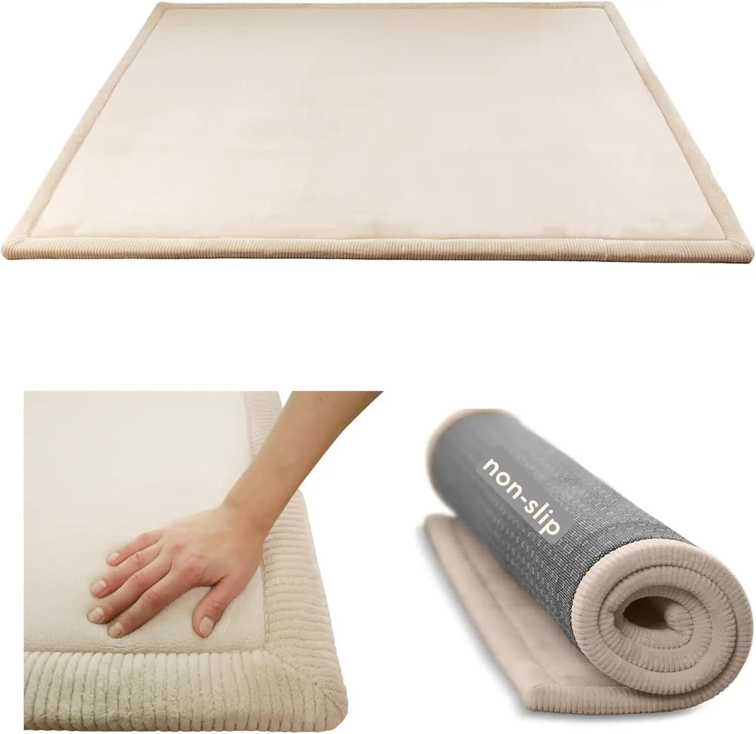 Extra Large 60x80 Carpet in Memory Foam - Anti-slip, Water Resistant, Soft Velvet Coral Carpet for Yoga and Home