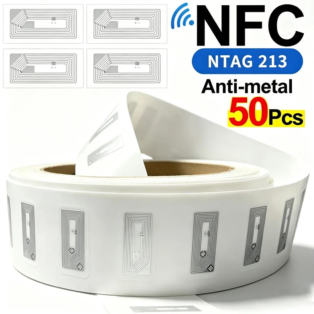 NFC Tag Sticker Ntag213 Adhesive Blank NFC Sticker Chip Rewritable 144 Byte Memory Programmable RFID Sticker for All NFC Enabled