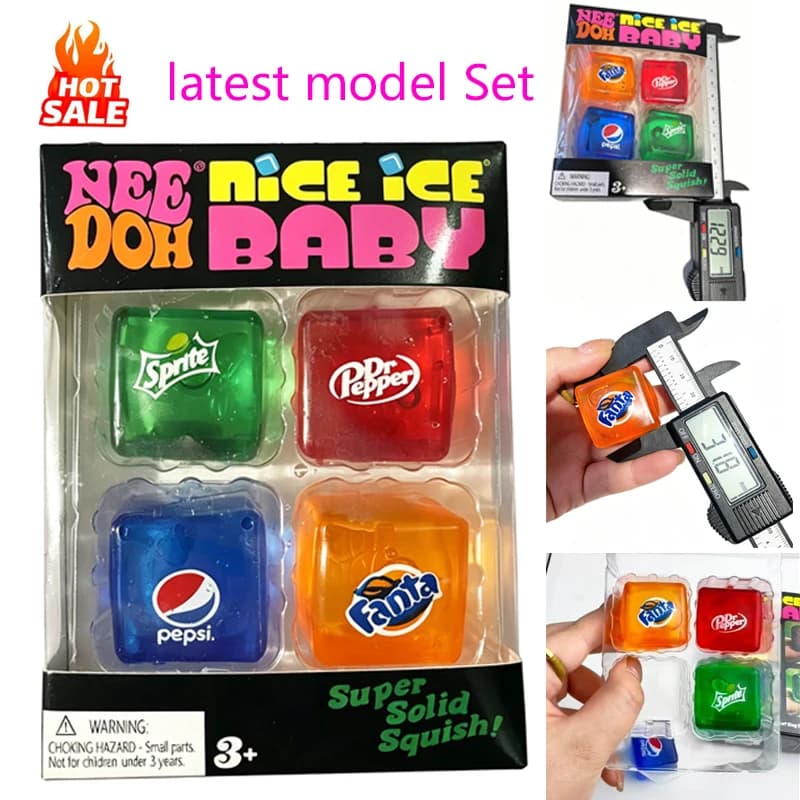 New Squishy Needoh Nice Cube Schylling Set, Sensory Antistress Toy, Anxiety Concentration and Reduction Cube, Adult and Children Gift