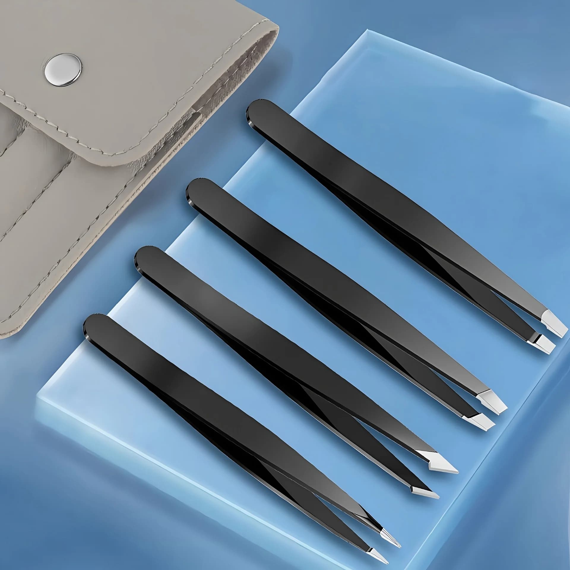4 pezzi di pinzette Set pinzette per il viso da donna pinzette per le gambe depilazione per infezioni clip di precisione professionale in acciaio inossidabile