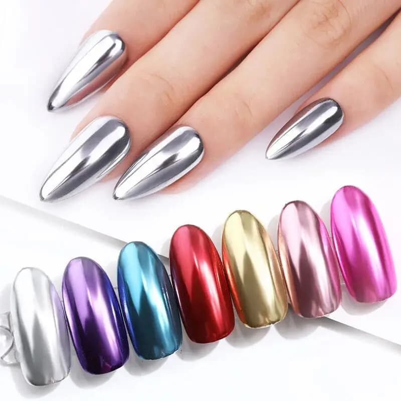 1Jar Metallic Mirror Chrome Nail Powder Holographic Laser Nail Rubbing Glitter Pigment UV Gel Polish Mirror Powde Manicure Decor