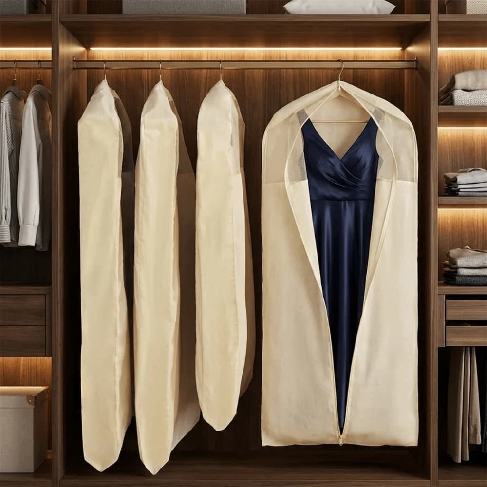 Cotton Linen Clothes Dust Cover Visible Thickened Suit Cover Storage Bag Breathable Dust-proof Garment Bag Cover for Home