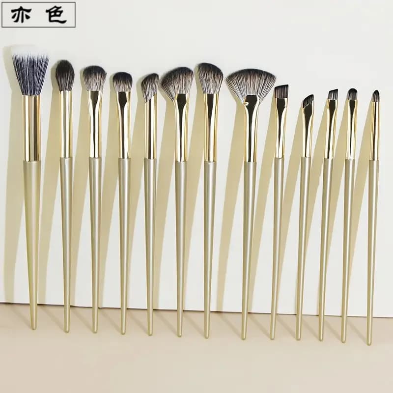 13 Set Gold Plated Makeup Shade Blade Stippling Halo Dye Brush for Soft Hair Cover Tools