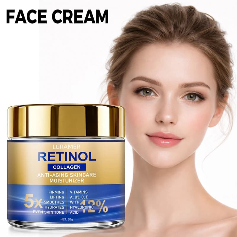 Cream Faced with Hydrating Retinol Anti-wrinkles with Collagen and Hyaluronic Acid 30g/60g Cosmetic for Skin Care for Women and Men