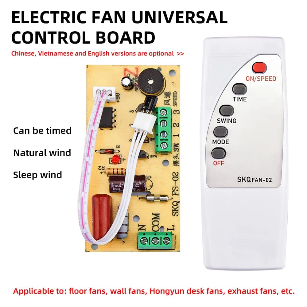 Scheda madre di controllo della scheda modificata del telecomando della ventola 110V-240V Scheda computer del ventilatore elettrico dal pavimento al soffitto con telecomando