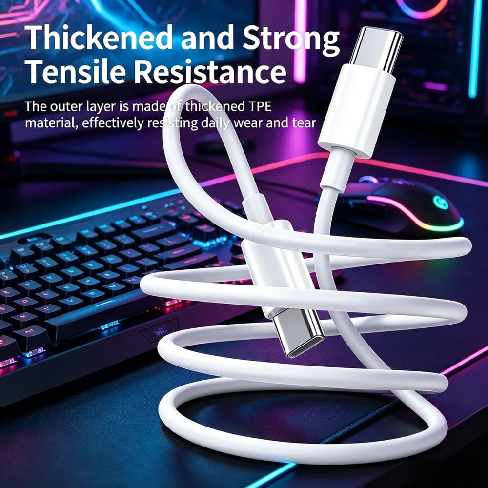 USB-C to USB-C 2M 1Pack Fast Charging Cable, Dual Type-C Interface Data Cable for Phone Tablet Car Charging Sync