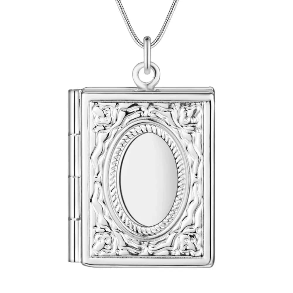 40-75 cm 925 sterling silver cuore ovale rotondo foto cornice aperta pendente collana catena del serpente per donna uomo gioielli da sposa