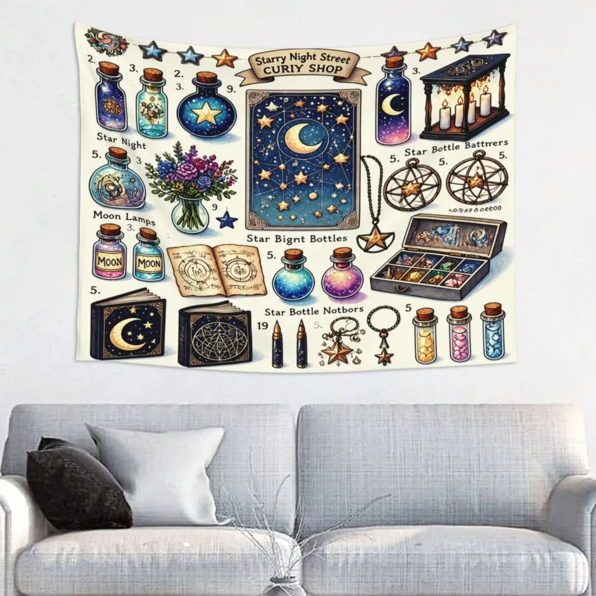 Tarot Cards Celestial Tapestry Wall Hanging Hippie Tapestries Wall Blanket Home Decor for Living Room Bedroom Yoga Mat