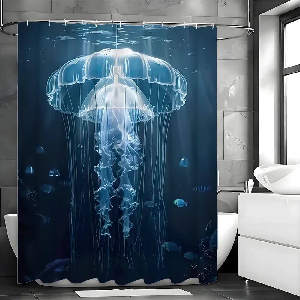 Tenda da doccia con meduse oceaniche, tenda da doccia decorativa per il bagno, tenda da doccia impermeabile con ganci
