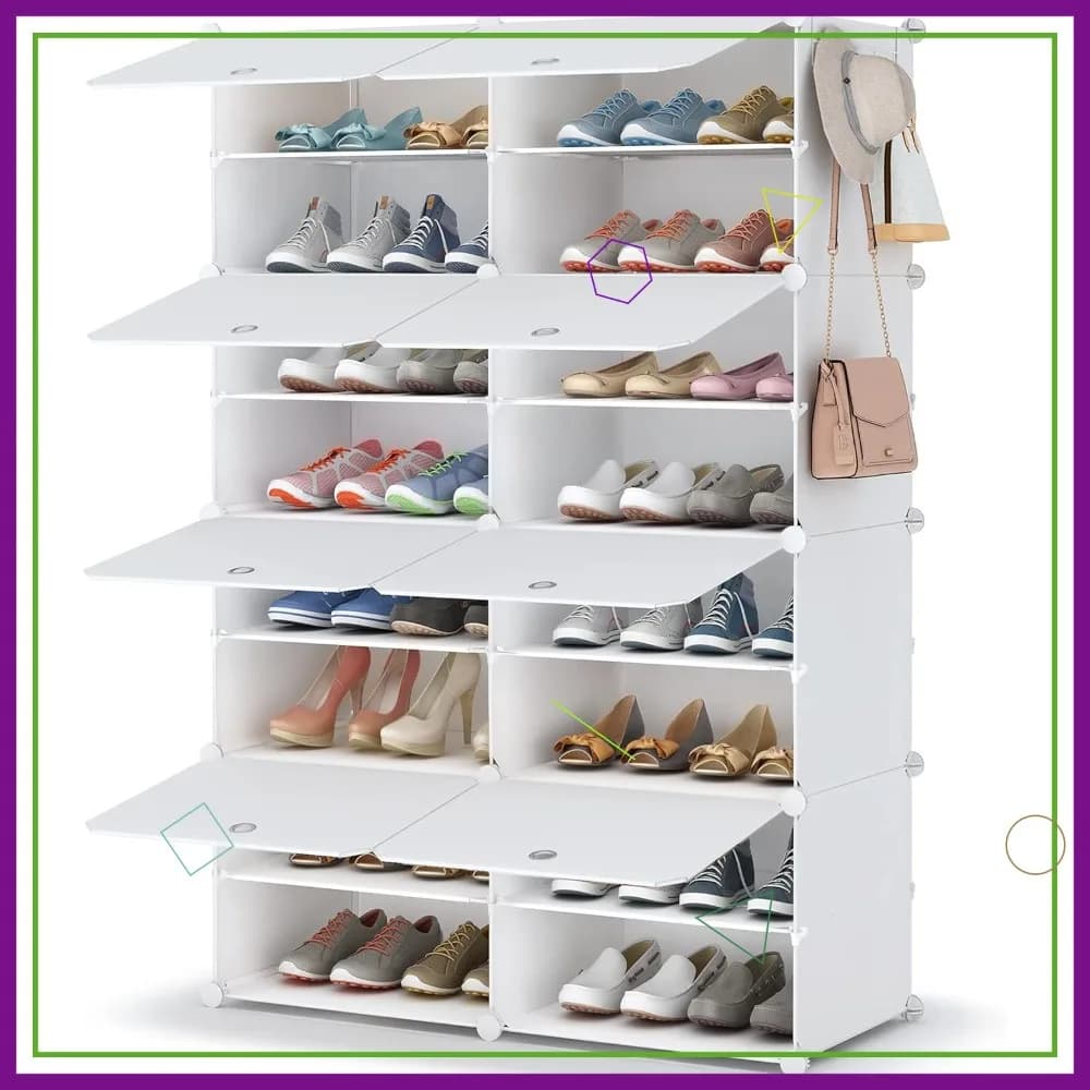 Scarpiera at 8 levels for 32 pairs, plastic organizer for wardrobe shoes, hallway, bedroom, entrance