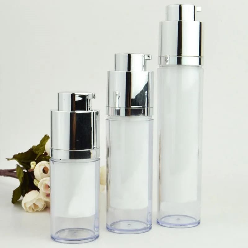 15ml rotate plastic airless bottle silver/gold for lotion/emulsion/serum/foundation/whitening essence liquid skin care packing