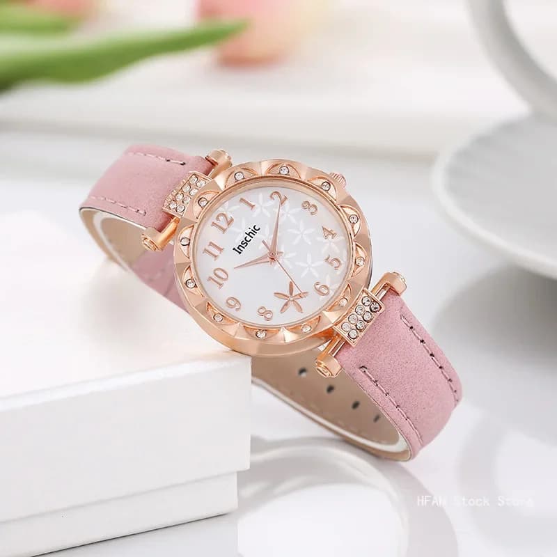 Fashion Flowers Dial orologio al quarzo da donna cinturino in pelle orologi gioielli con strass