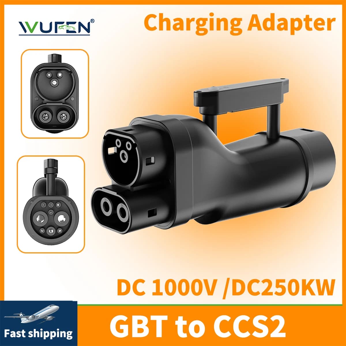 WUFEN GBT to CCS2 Adapter 250A DC Combo 2 EV Charger Fast cc connector for GBT DC Charger for CCS2 Car adapter