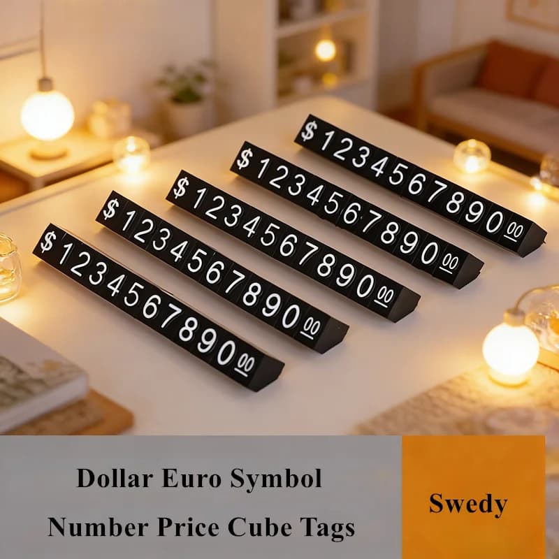 30 Set di Cubi Espositivi per Prezzi Gioielli 4x6mm, Etichette Numeriche e Lettere, Kit Espositore Regolabile per Prezzi in Dollari