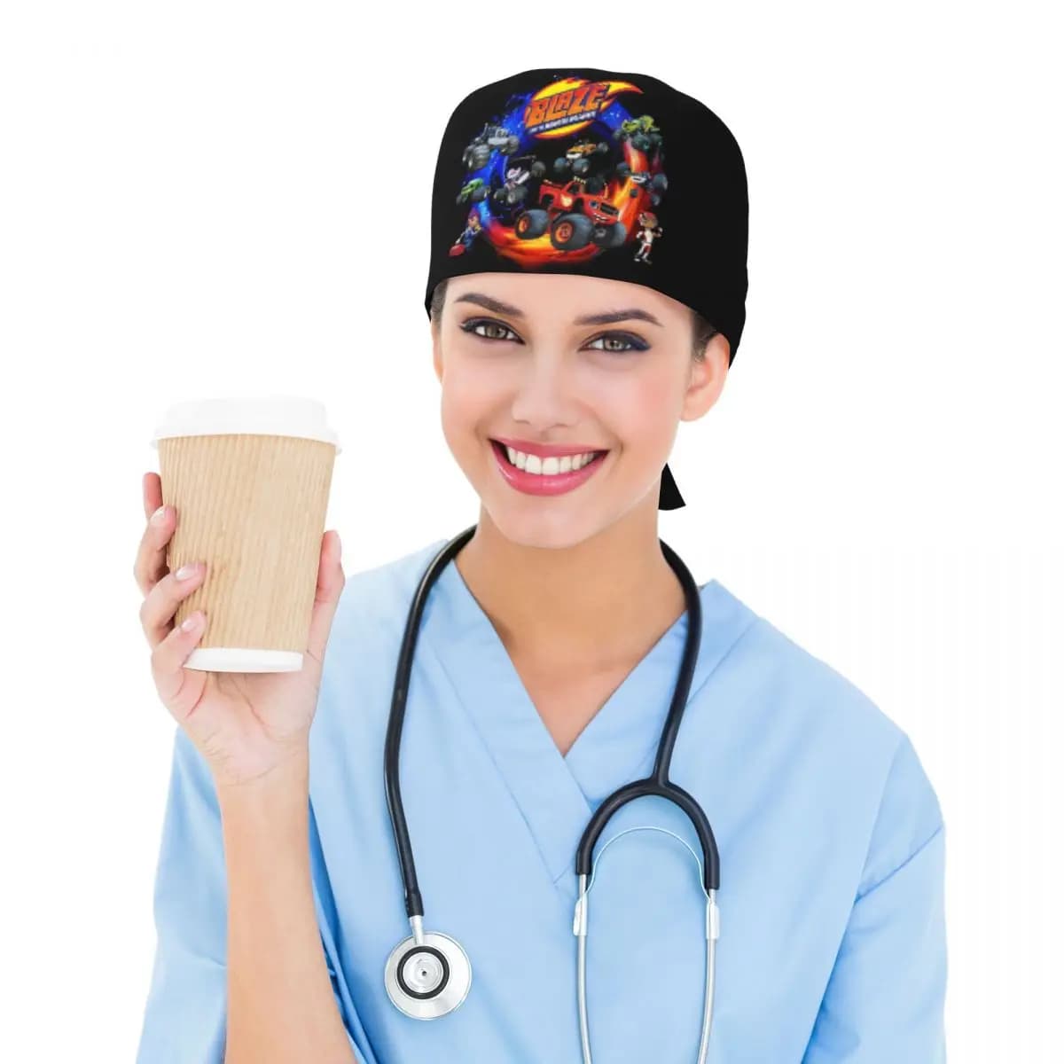 Blaze And The Monster Machines Active Scrub Hat Doctor Working Surgical Cap Men Women Adjustable Nursing Caps for Dentist