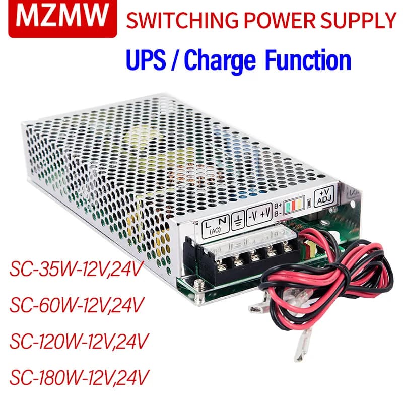 MZMW UPS/Funzione di carica Alimentatore switching SC-35W 60W 120W 180W 12V 24V Monitor 110/220v AC/DC Caricabatteria SC-120-12V