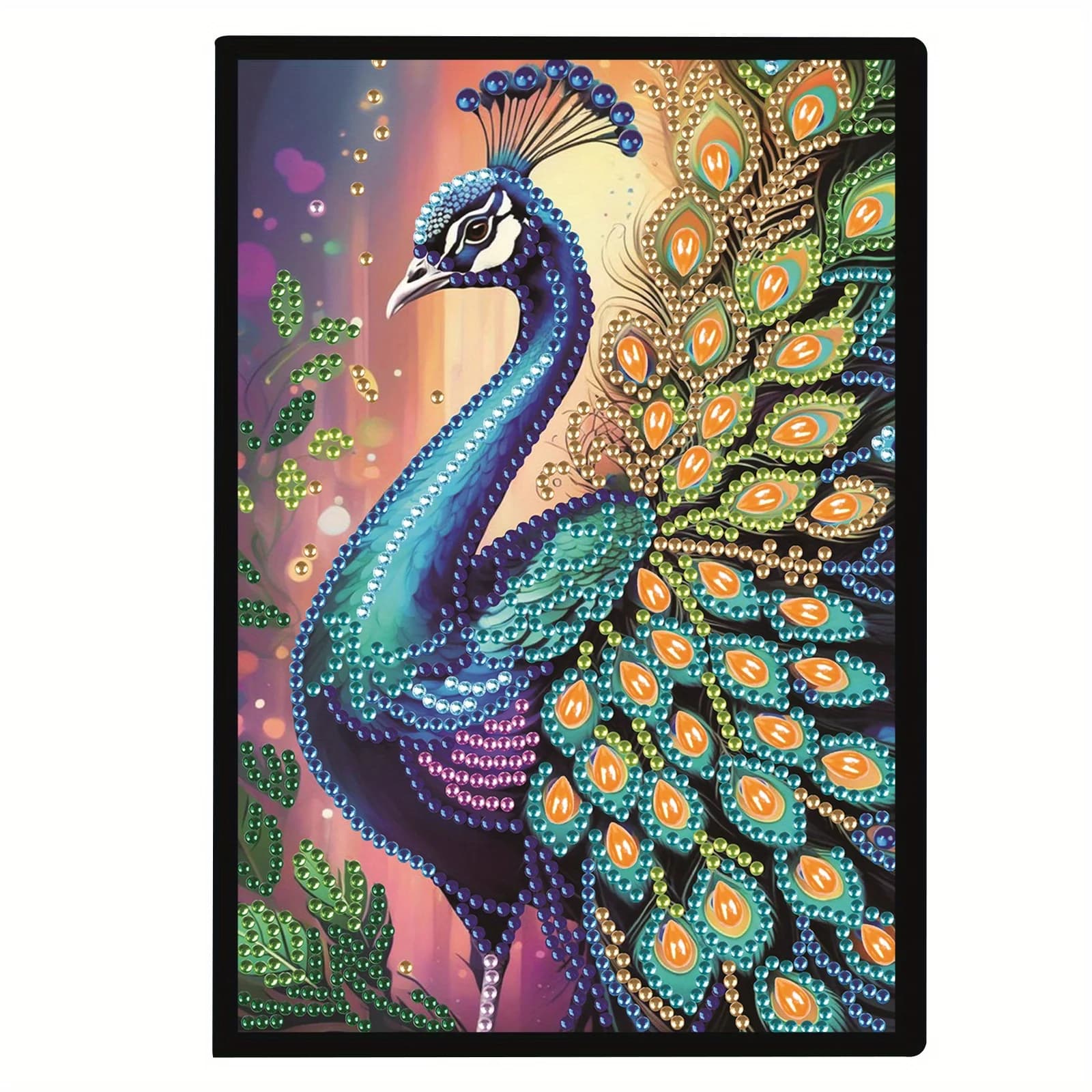 5D DIY Special Shape Diamond Art Painting A5 Notebook Sketchbook, Rhinestone Art Hand Craft Kit Office Product (Peacock)