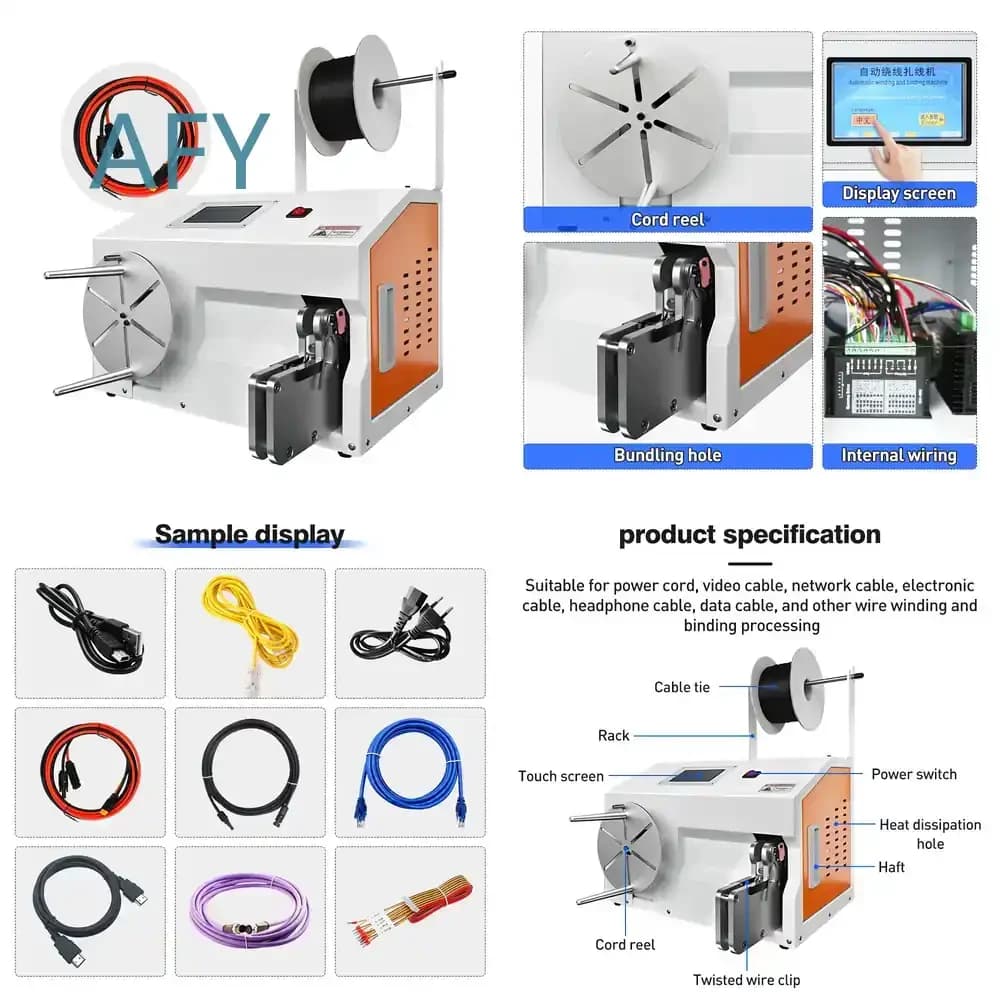 High Speed Automatic Cable Harness Wrap Tape Winding Machine for Electronic Wire Touch Screen Single Tie Cable Winding