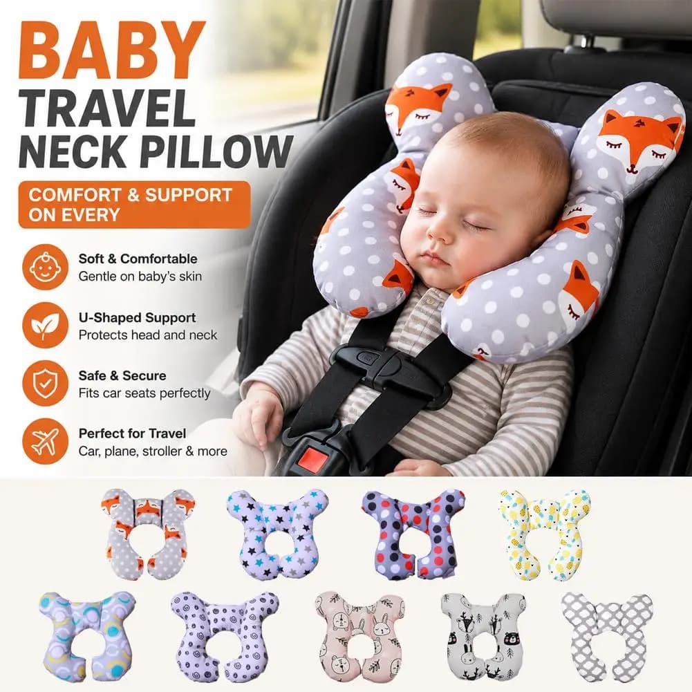 Baby Car Seat Headrest Pillow U-Shape Neck Support Washable Travel Sleeping Cushion For Kids
