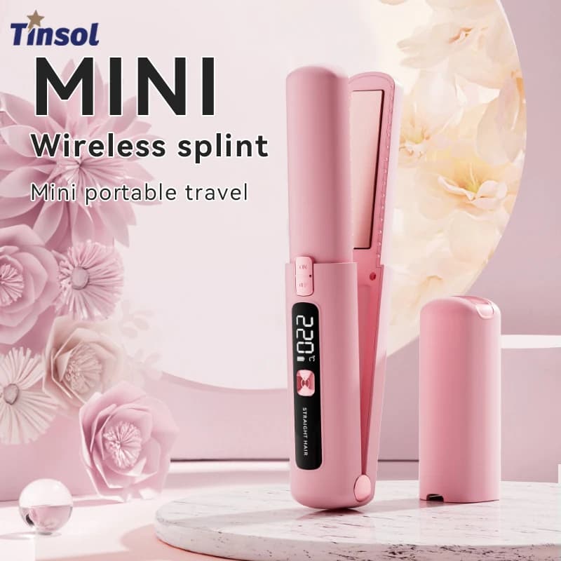 TINSOL Mini portable wireless hair plate with professional multifunctional hairstyle tool with double switch activation