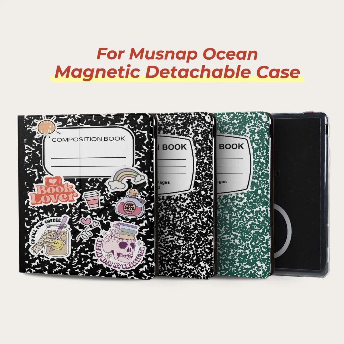 Custodia Magnetica Staccabile Twosheep per Musnap Ocean Oceanc iReader Ocean5pro Ocean5c 7 Pollici con Funzione Auto Sleep/Wake, Stile Classico per Notebook