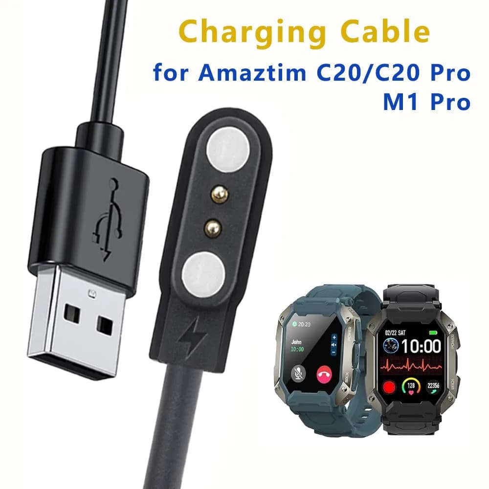 Adattatore per caricabatterie dock per smartwatch Cavo di ricarica USB magnetico per accessori di ricarica per smartwatch Amaztim C20/C20 Pro