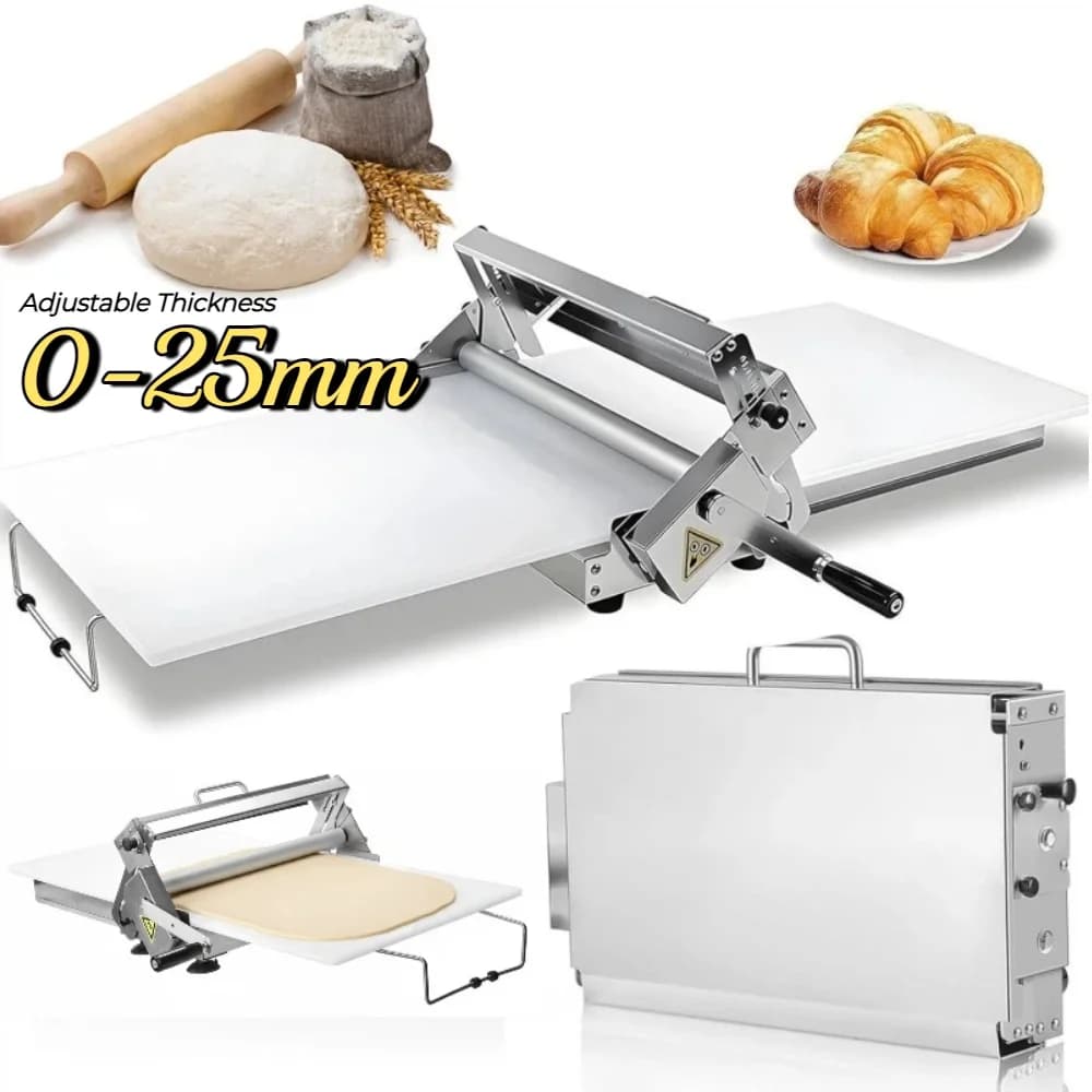 Macchina Commerciale per Stendere la Pasta, Sfogliatrice Reversibile per Pasta Sfoglia, Rullo per Fondente, Rullo Manuale per Impasto con Spessore Regolabile 0-25mm