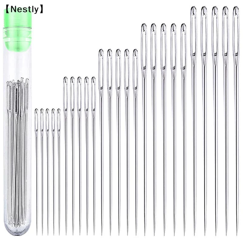 25 Pcs Large Eye Stitching Needles Sewing Needles Handmade Leather Needle Steel Yarn Knitting Needles Sewing Tool Set〔Nest〕