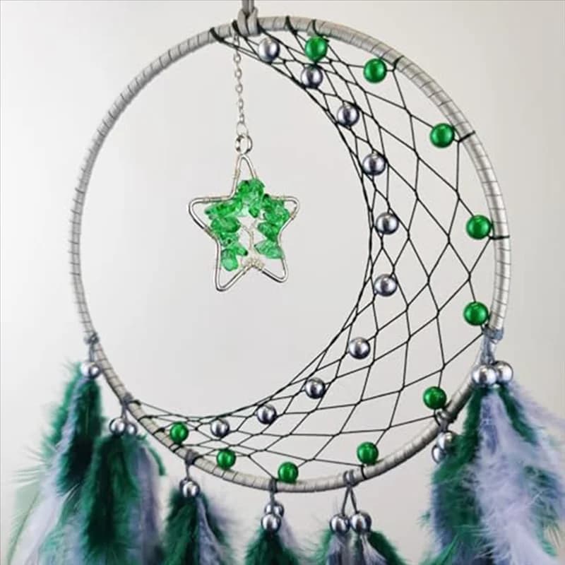 AB33-Feather Dream Catcher Dream Catcher For Bedroom, For Wall Hanging Craft Gifts Green